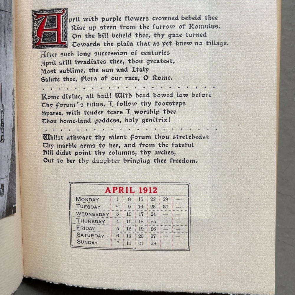 1912 Italy from the Poems of Joshua Carducci Florence Italian Calendar Almanack - Picture 6 of 9